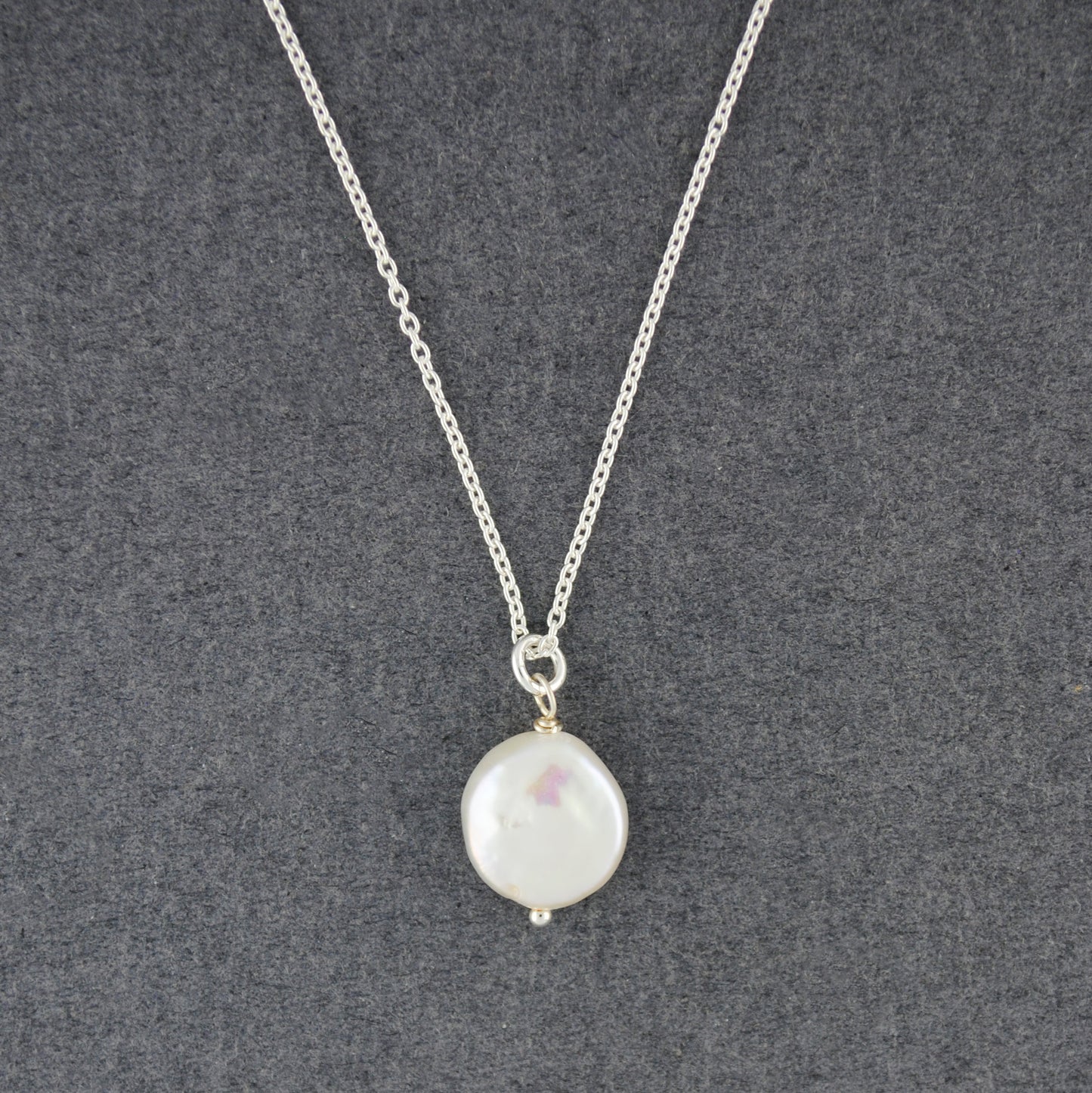 Sterling Silver Freshwater Coin Pearl Necklace
