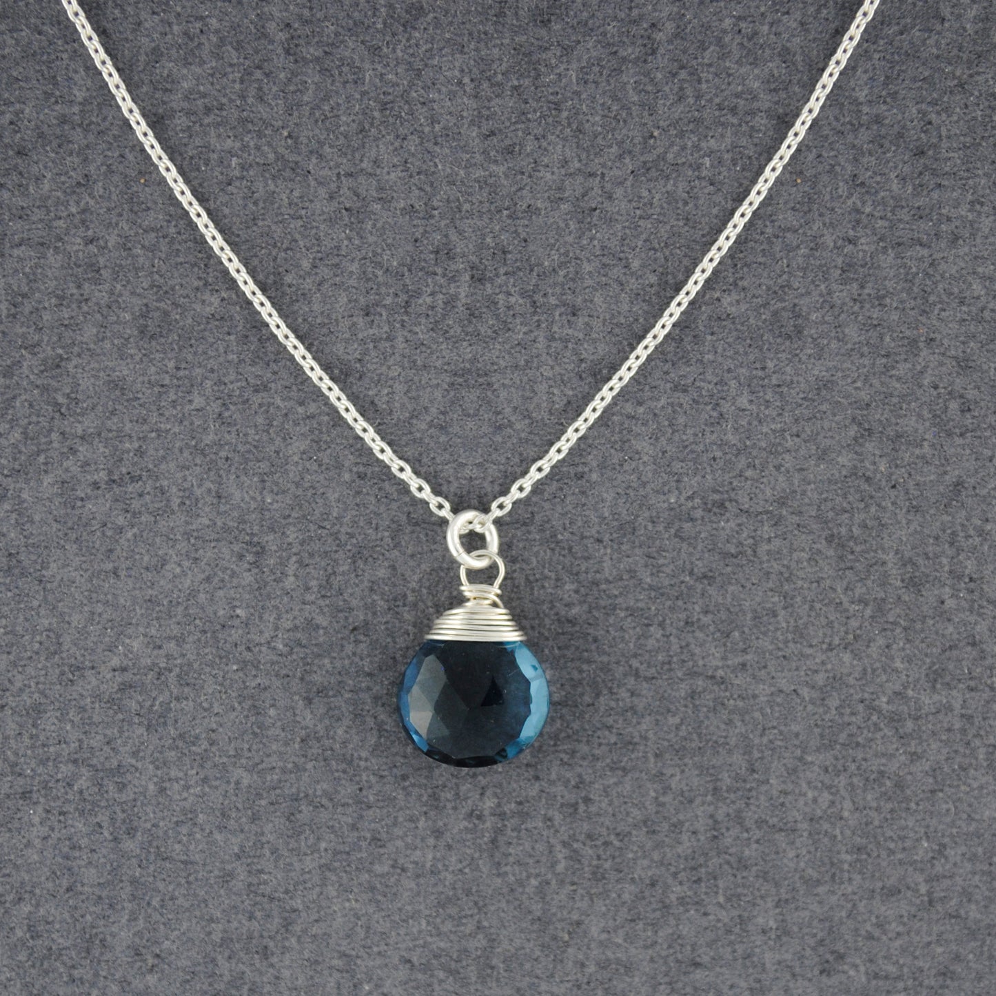 Sterling Silver Wrapped London Blue Quartz Necklace