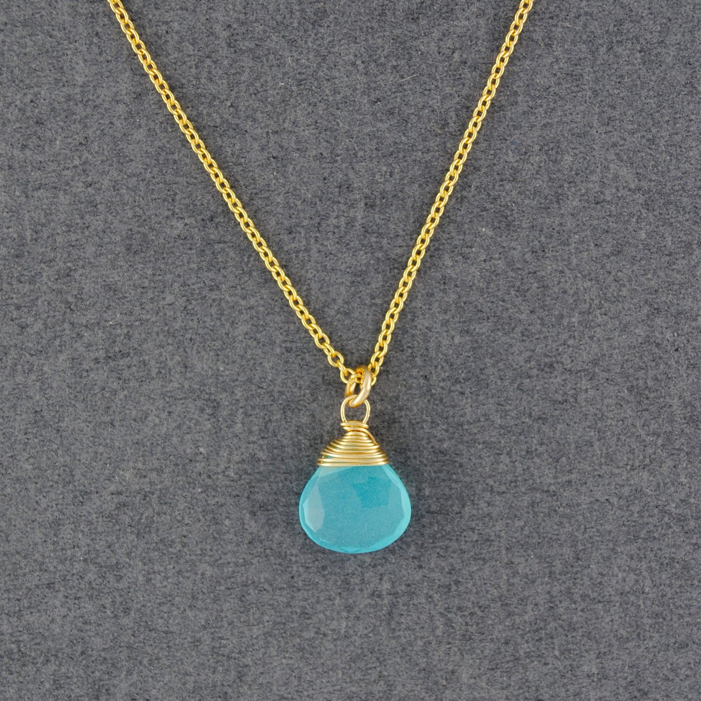 14K Gold Filled Seafoam Chalcedony Drop Necklace