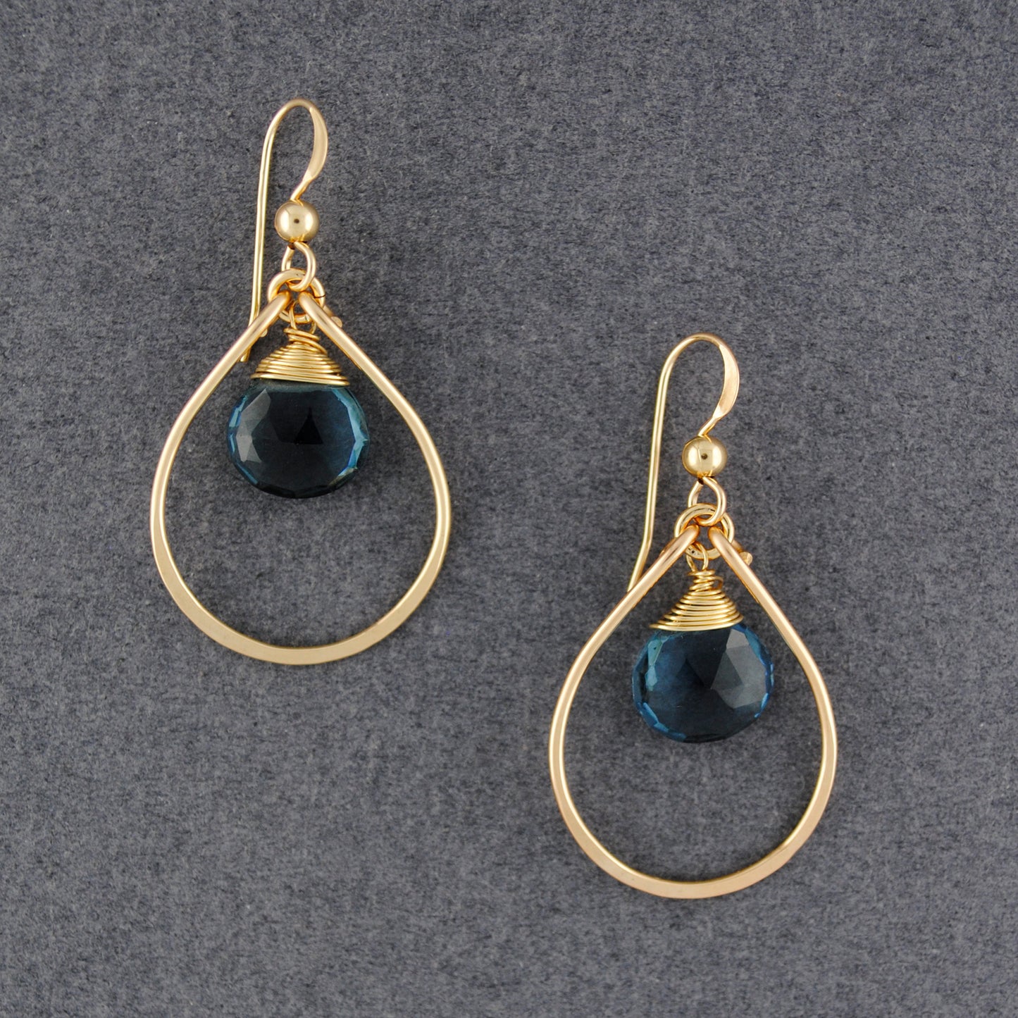 14K Gold Filled London Blue Quartz Raindrop Earrings