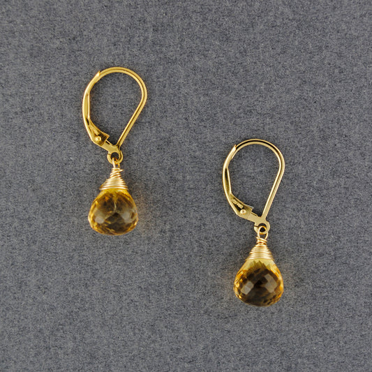 14K Gold Filled Citrine Drop Earrings