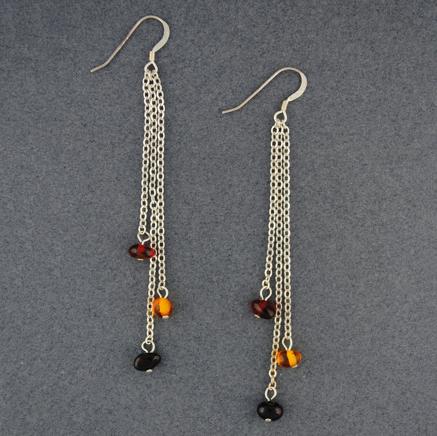 Multi Amber Chips on Chain Earrings