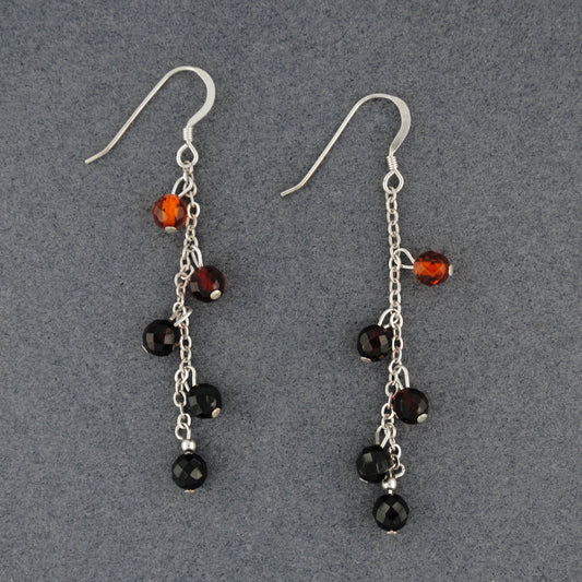 Amber Beads on Chain Earrings