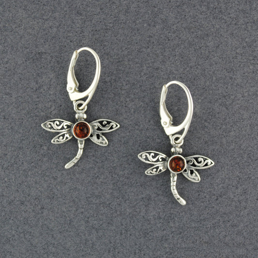 Amber Small Dragonfly Earrings