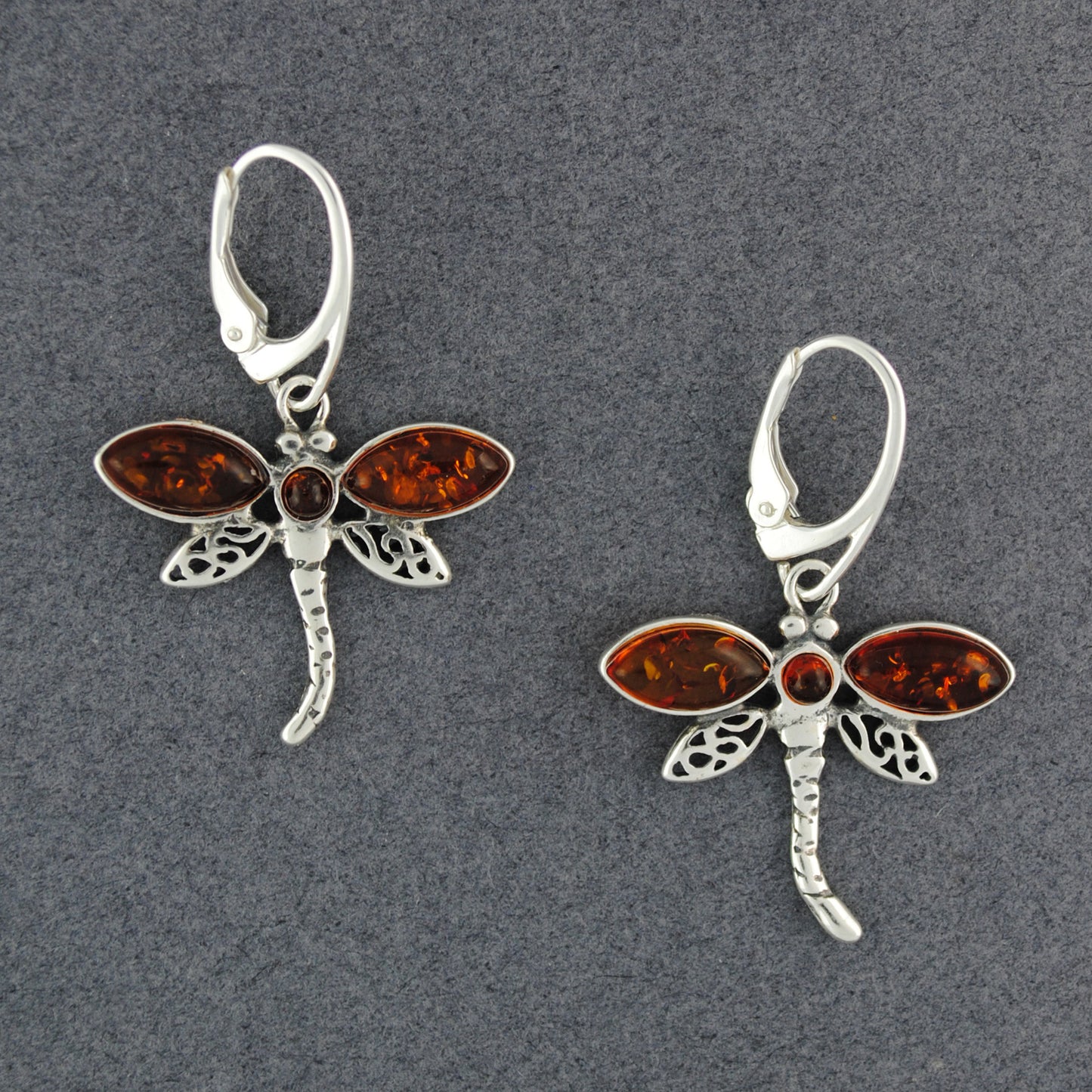 Amber Medium Dragonfly Earrings