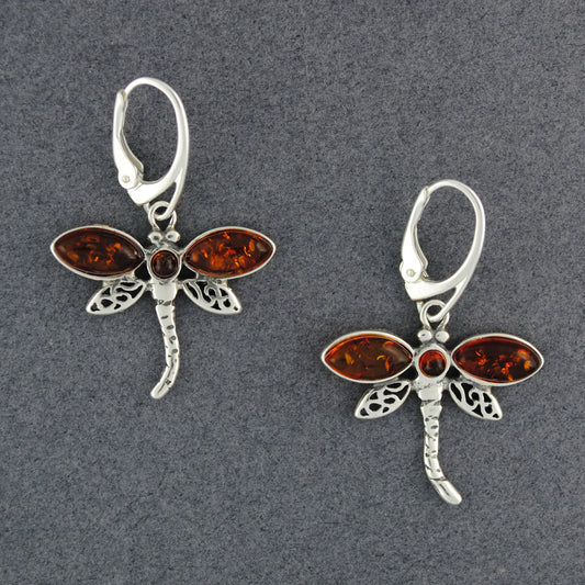 Amber Medium Dragonfly Earrings