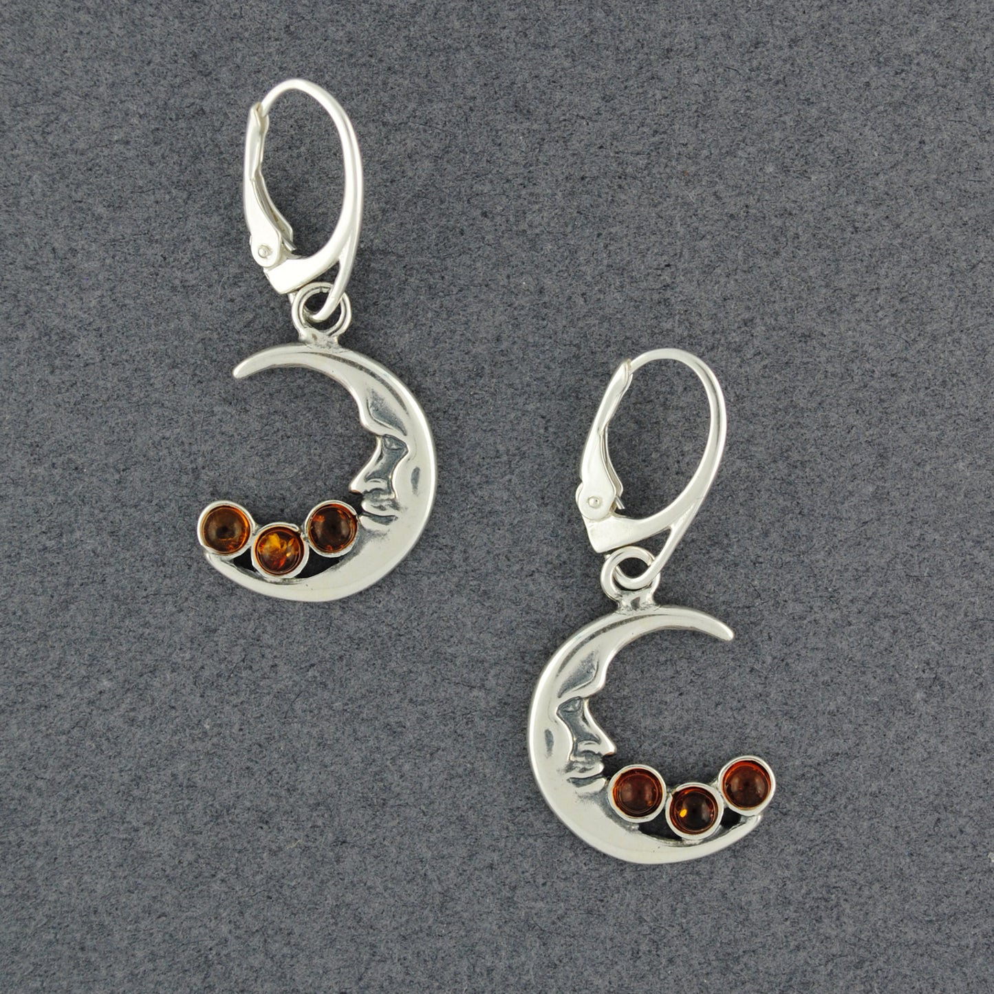 Amber Crescent Moon Earrings