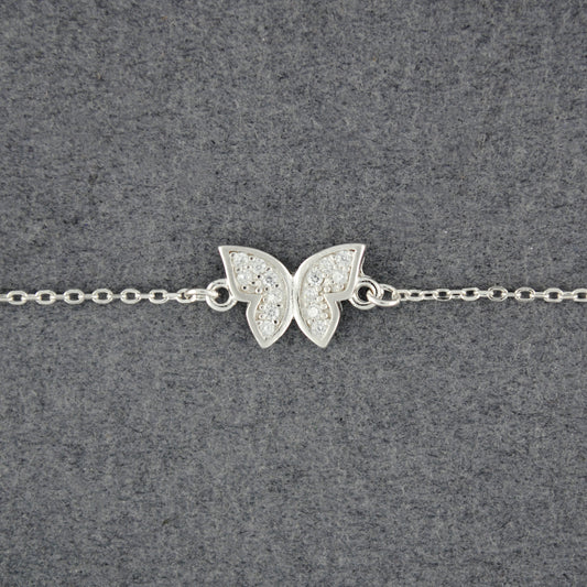 Sterling Silver CZ Butterfly Bracelet