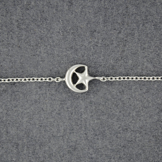 Sterling Silver Moon & Star Bracelet