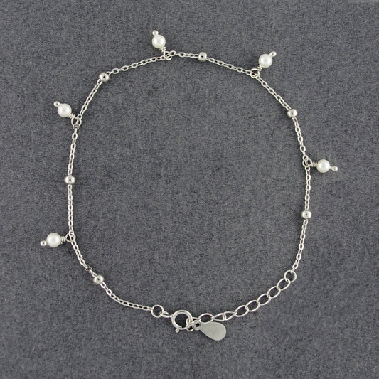 Sterling Silver Dangling Pearl Bracelet