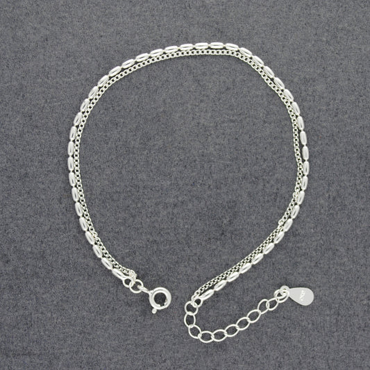 Sterling Silver Ovals with Chain Bracelet