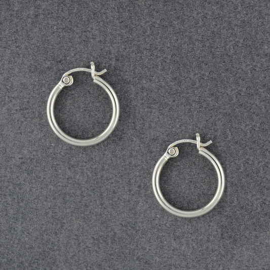 Sterling Silver Small Snap Post Hoop Earrings