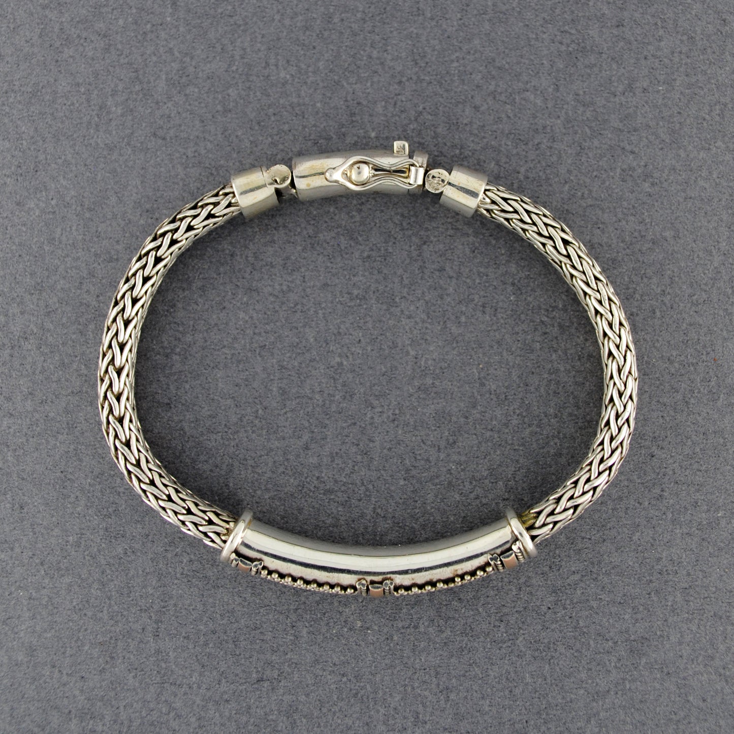 Sterling Silver Balinese Bracelet With Gold Inlay
