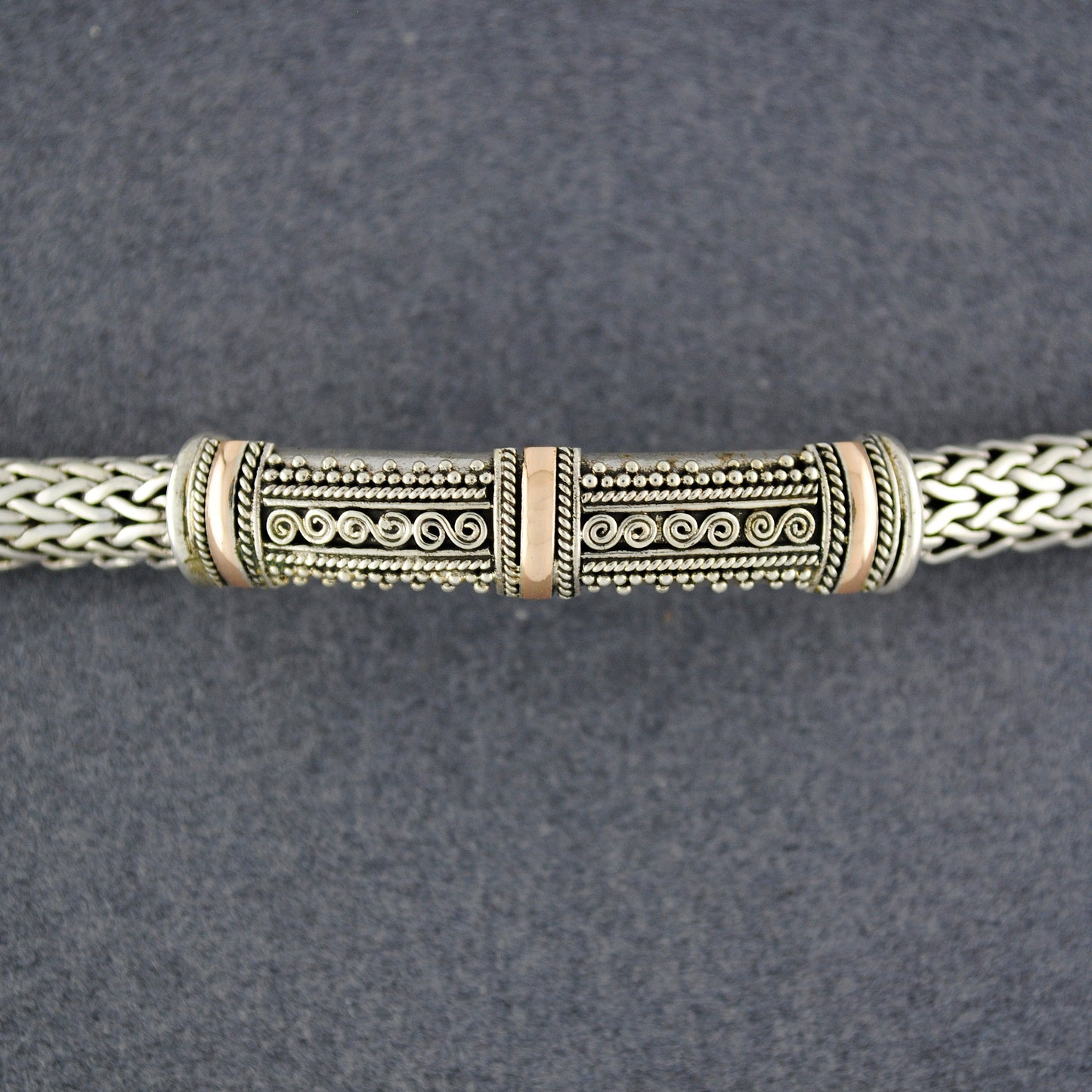 Sterling Silver Balinese Bracelet With Gold Inlay