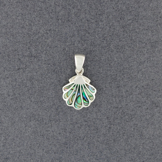 Sterling Silver Mini Abalone Scallop Shell Pendant