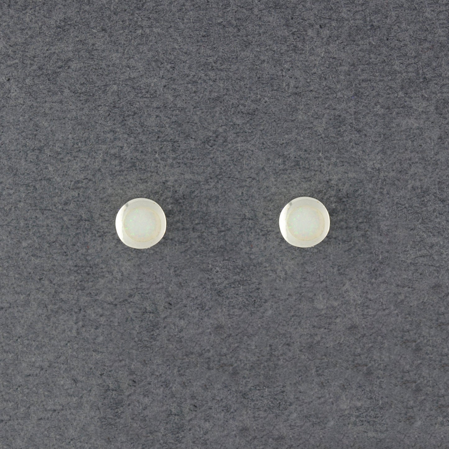 Sterling Silver Lab Created Opal Stud Earrings