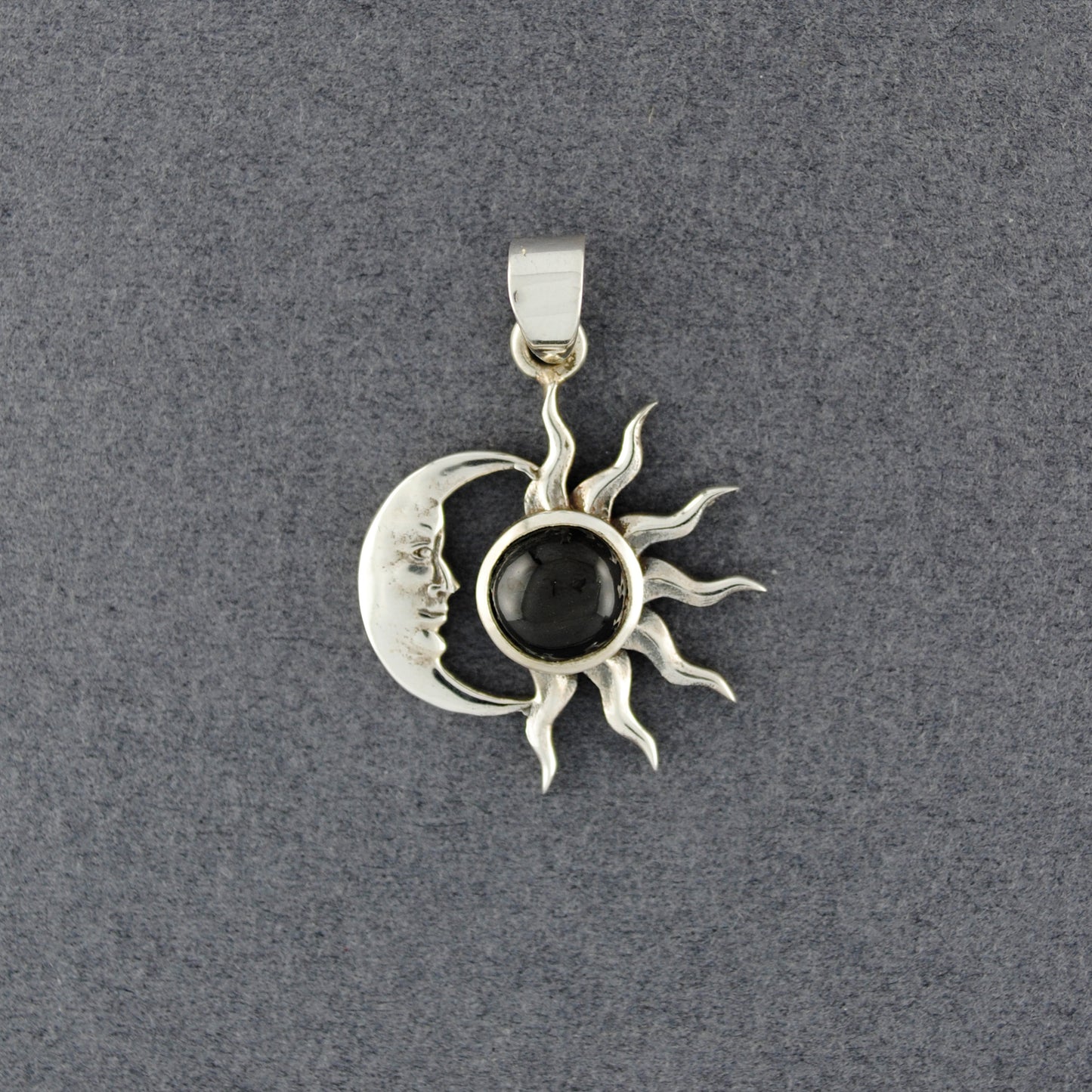 Sterling Silver  Cat's Eye Sun Moon Pendant
