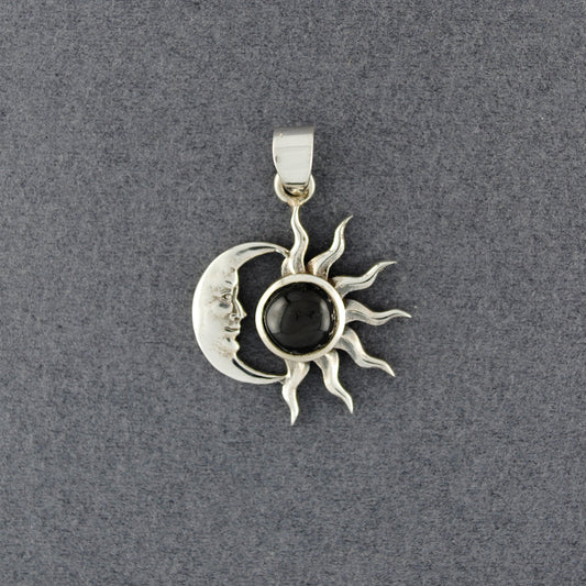 Sterling Silver  Cat's Eye Sun Moon Pendant
