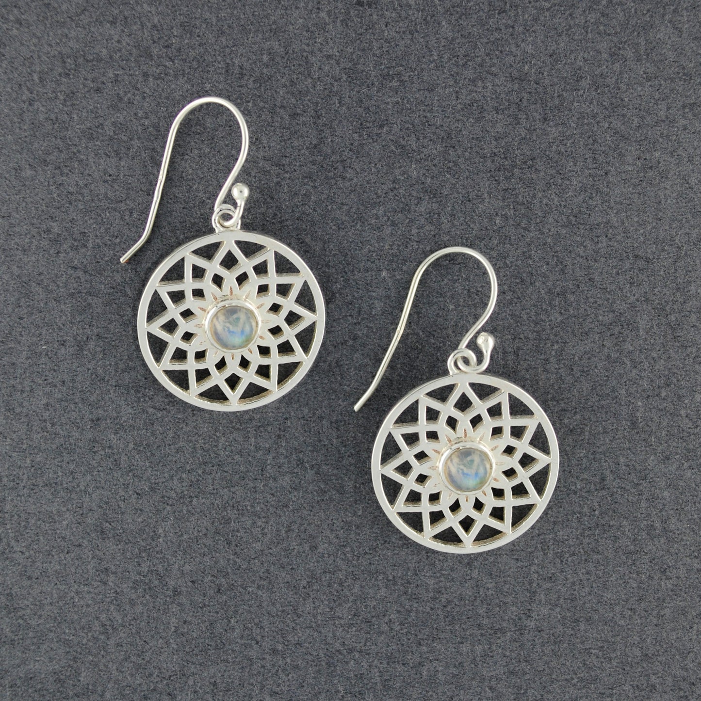 Sterling Silver Moonstone Mandala Earrings