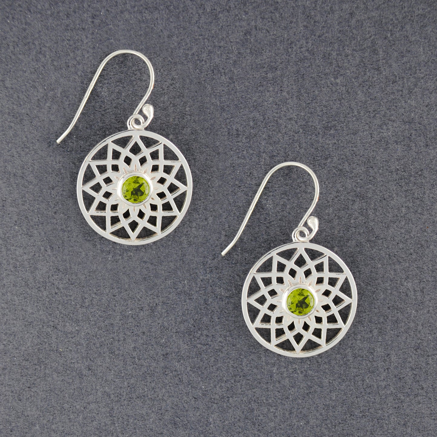 Sterling Silver Peridot Mandala Earrings