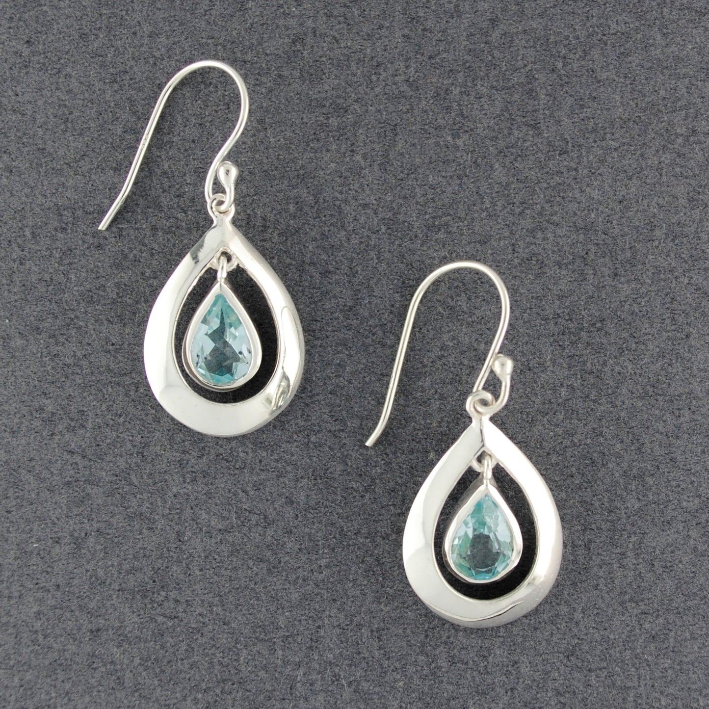 Sterling Silver Blue Topaz in Teardrop Earrings