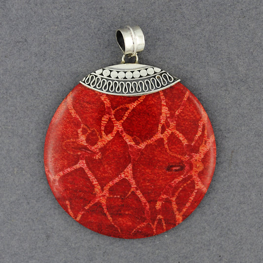 Coral Dots and Wave Pendant
