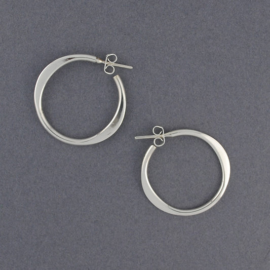 Sterling Silver Medium Flattened Hoop