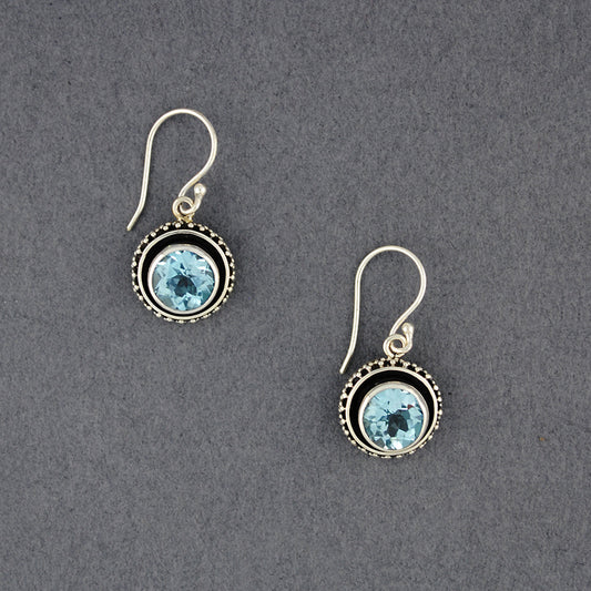 Blue Topaz Circle Earrings