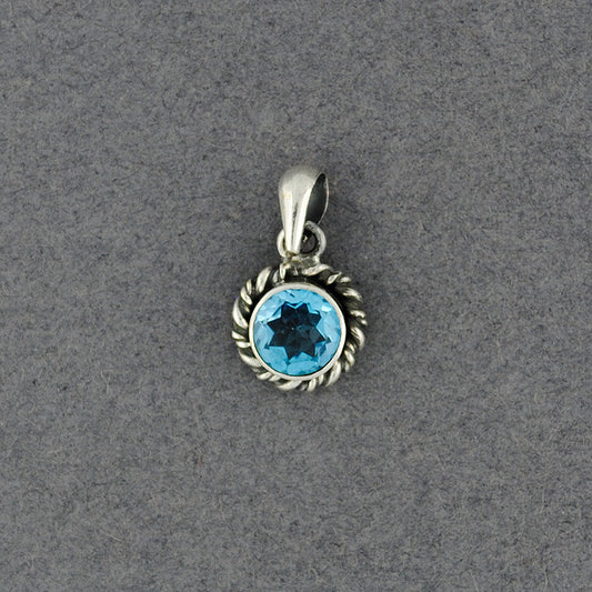 Blue Topaz Twisted Bezel Pendant