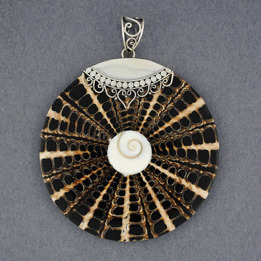 Shiva's Eye Jumbo Black & Tan Mosaic Pendant