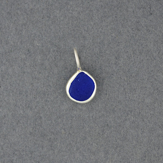 Sterling Silver Cobalt Sea Glass Tiny Bezel Pendant