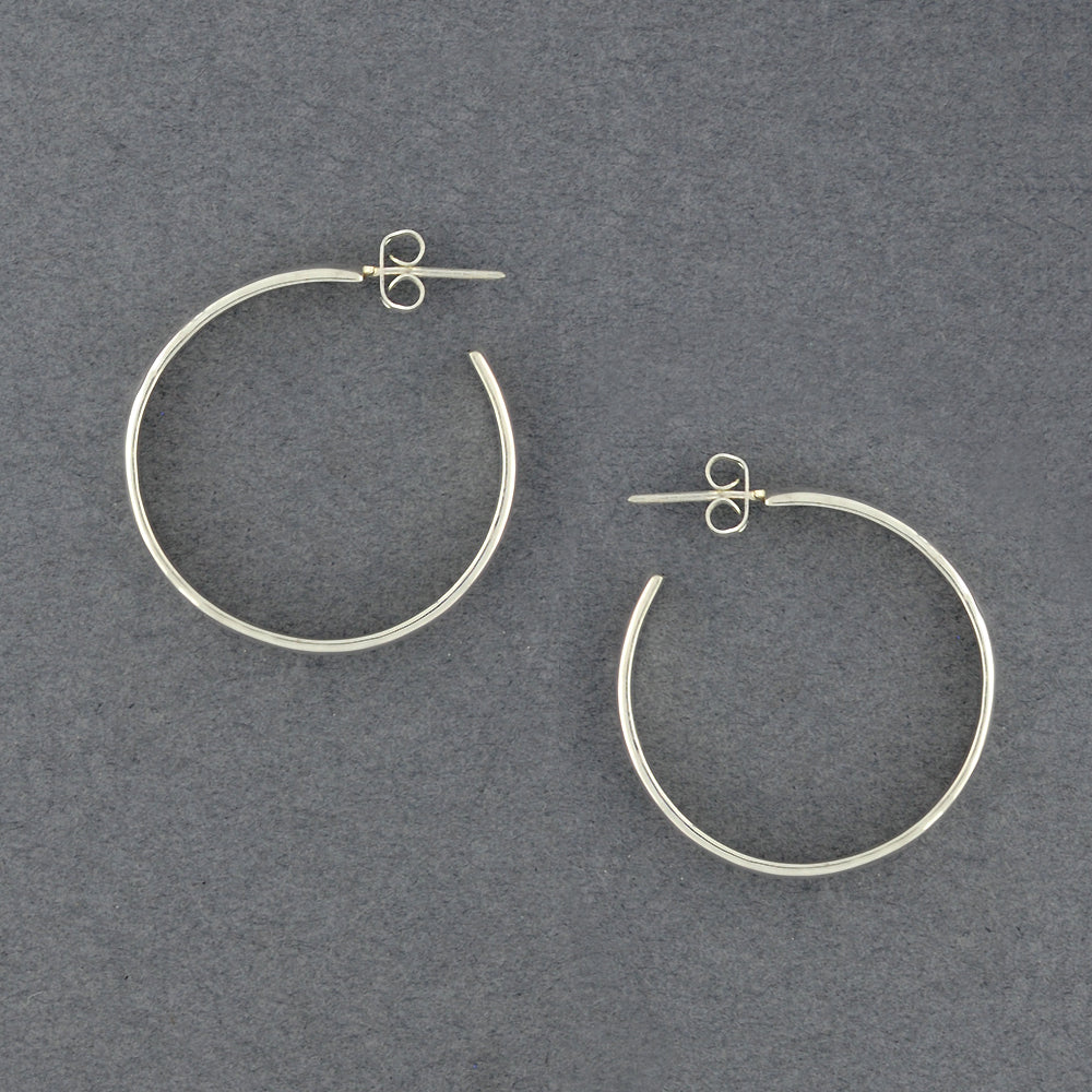 Sterling Silver Medium Flat Hammered Hoop