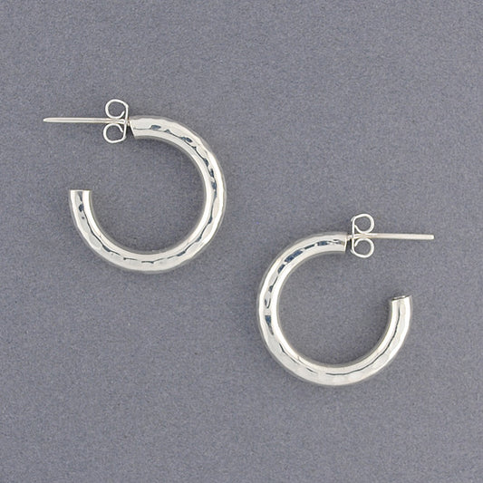 Sterling Silver Medium Hammered Hoop