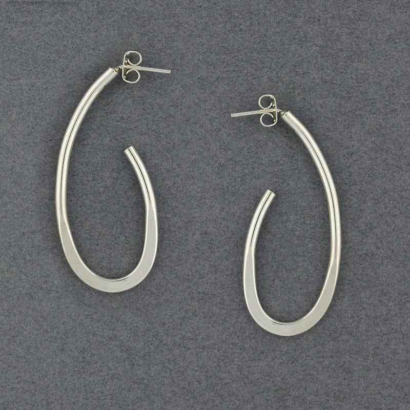 Sterling Silver Long Oval Hoop