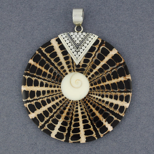 Shiva's Eye Black and Tan Mosaic Pendant