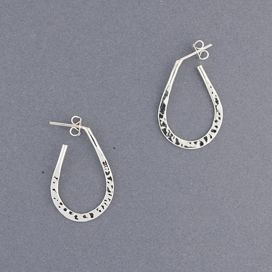 Sterling Silver Teardrop Oval Hoop