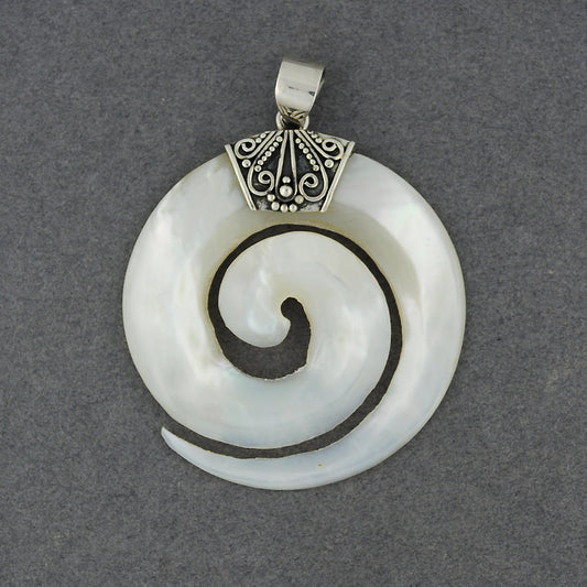 Mother of Pearl Curved Spiral Pendant