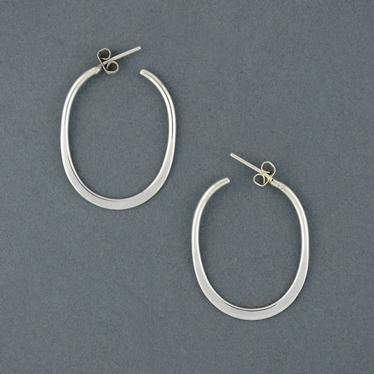 Sterling Silver Thin Oval Hoop