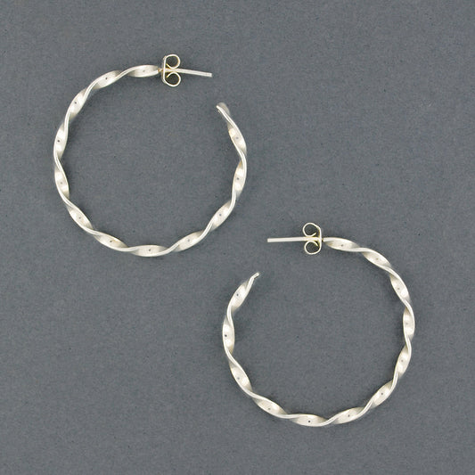 Sterling Silver Large Twisted Hoop