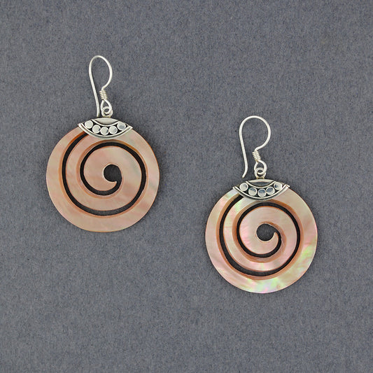 Pink Mother of Pearl Spiral Earrings