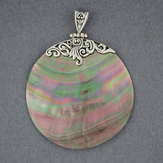 Black Mother of Pearl Jumbo Circle Pendant