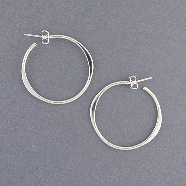 Sterling Silver Flattened Hoop