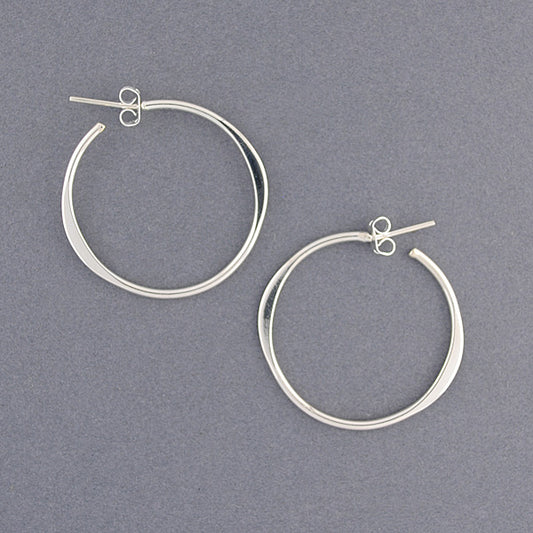 Sterling Silver Flattened Hoop