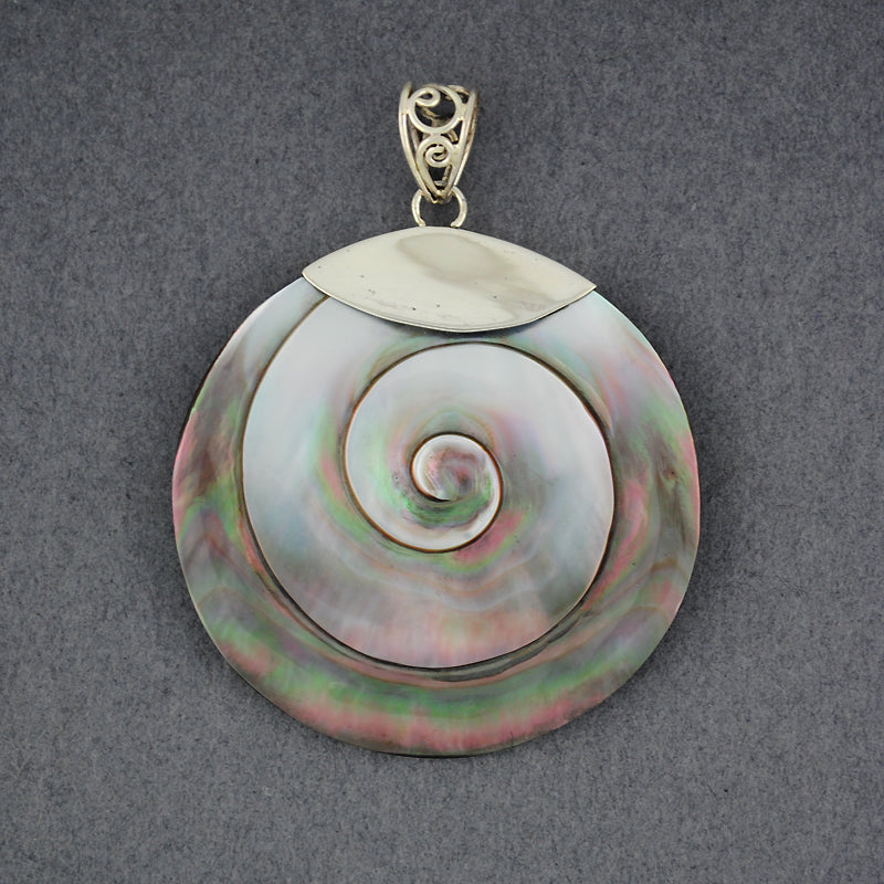 Black Mother of Pearl Closed Spiral Pendant