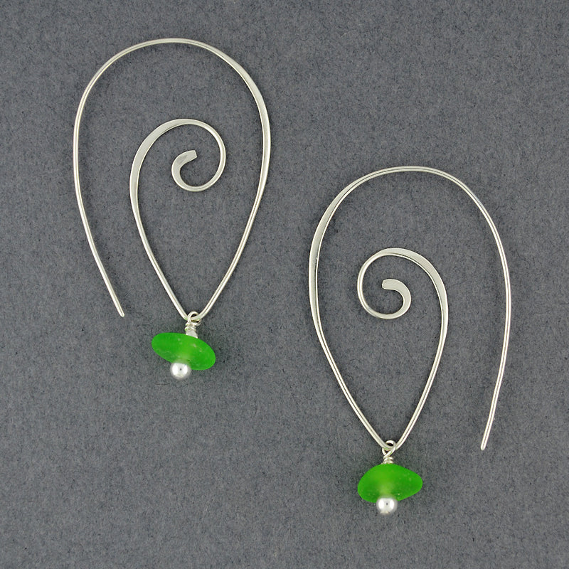 Swirl Hook Sea Glass Earrings