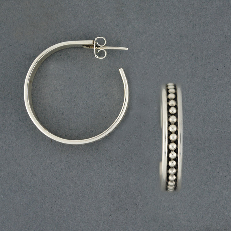 Sterling Silver Beaded Hoop