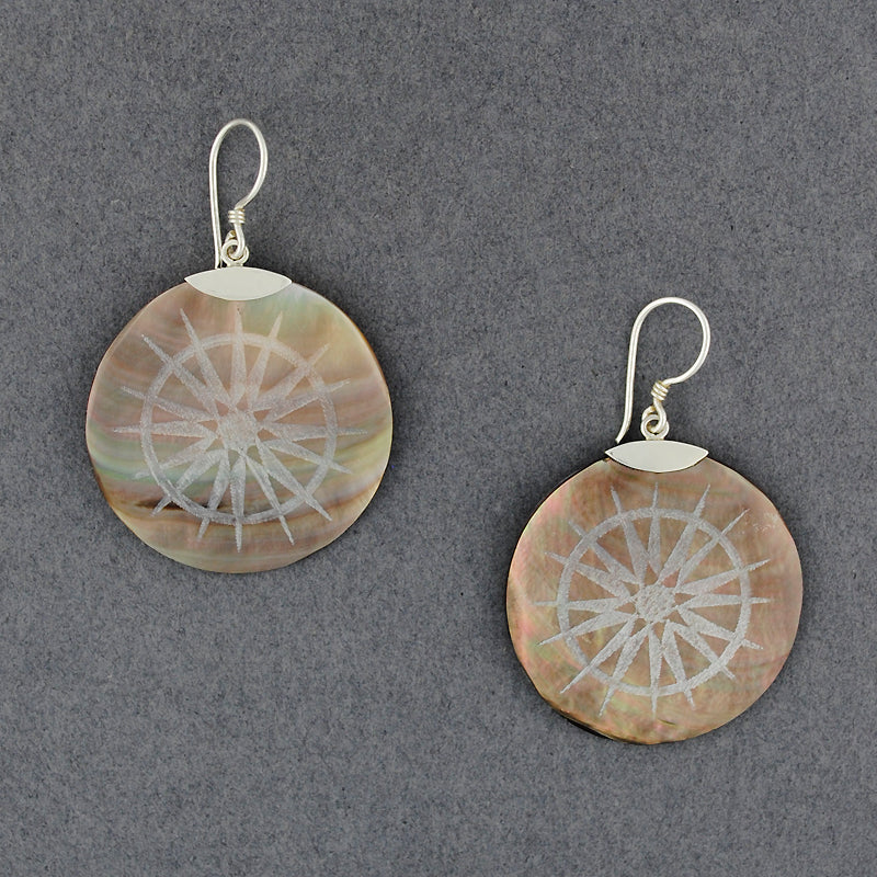 Black Mother of Pearl Compass Earrings