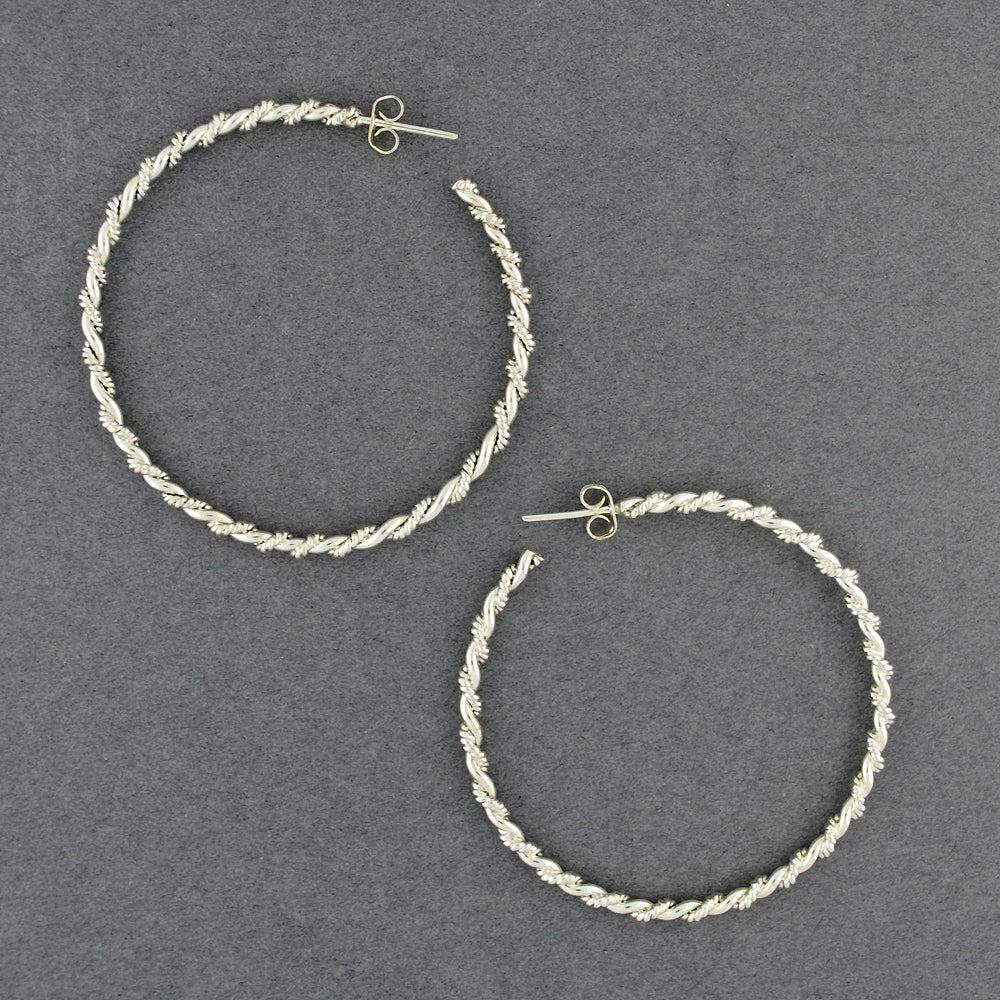 Sterling Silver Large Twist Braid Hoop