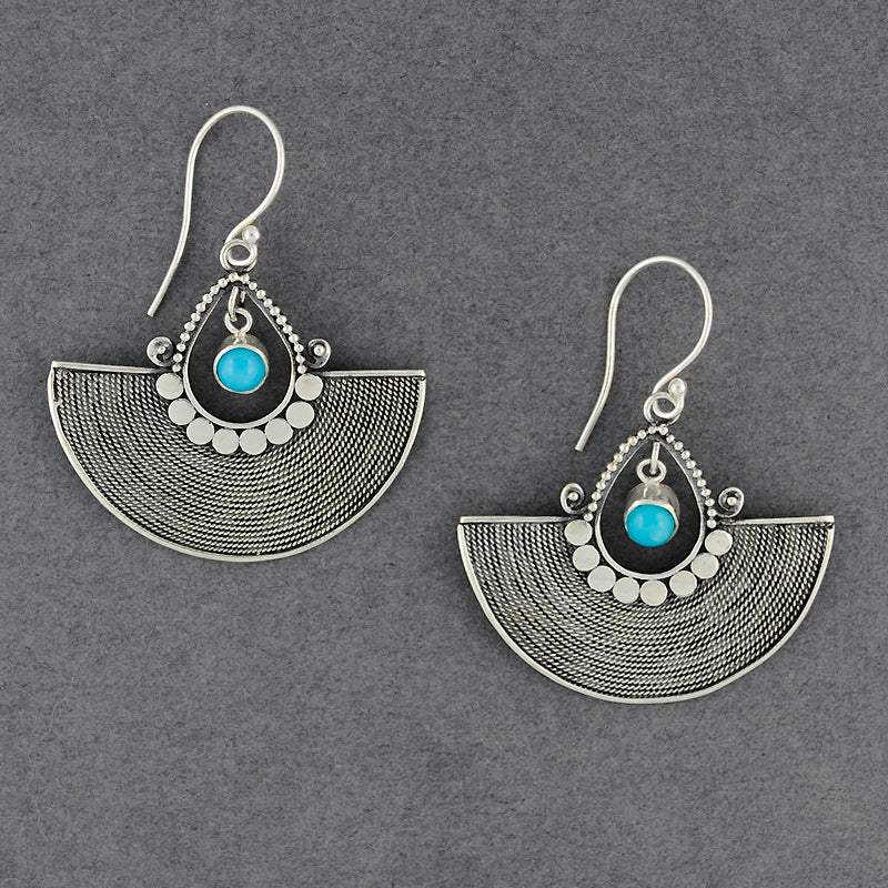 Turquoise Ornate Fan Earrings