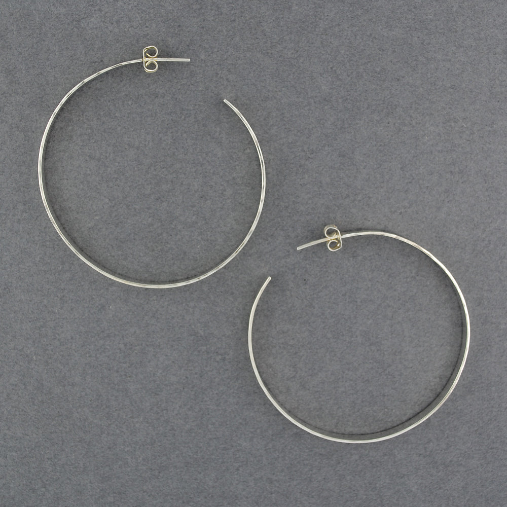 Sterling Silver Jumbo Flat Hammered Hoop